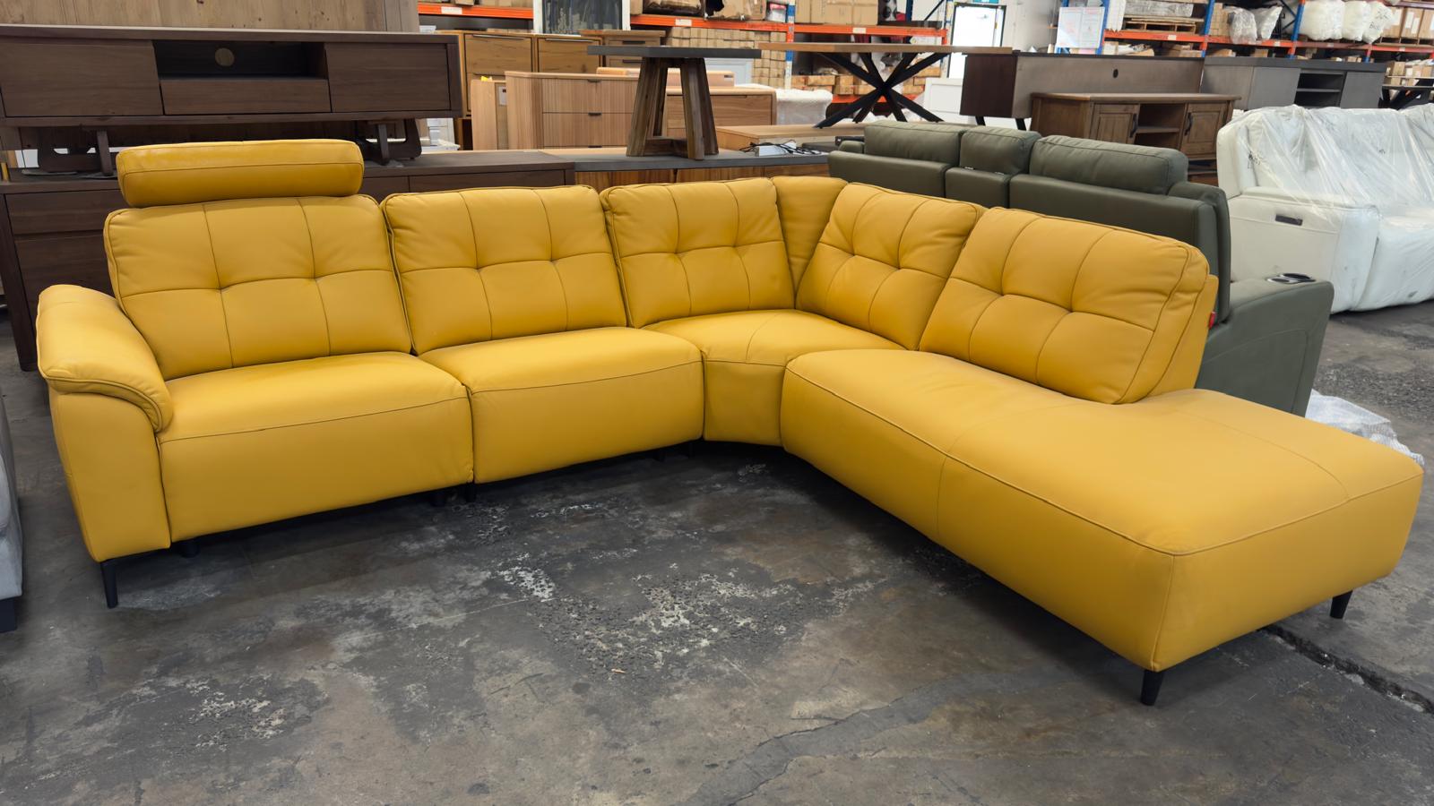Soho Electric Reclining Leather 5-Seater Sofa Chaise
