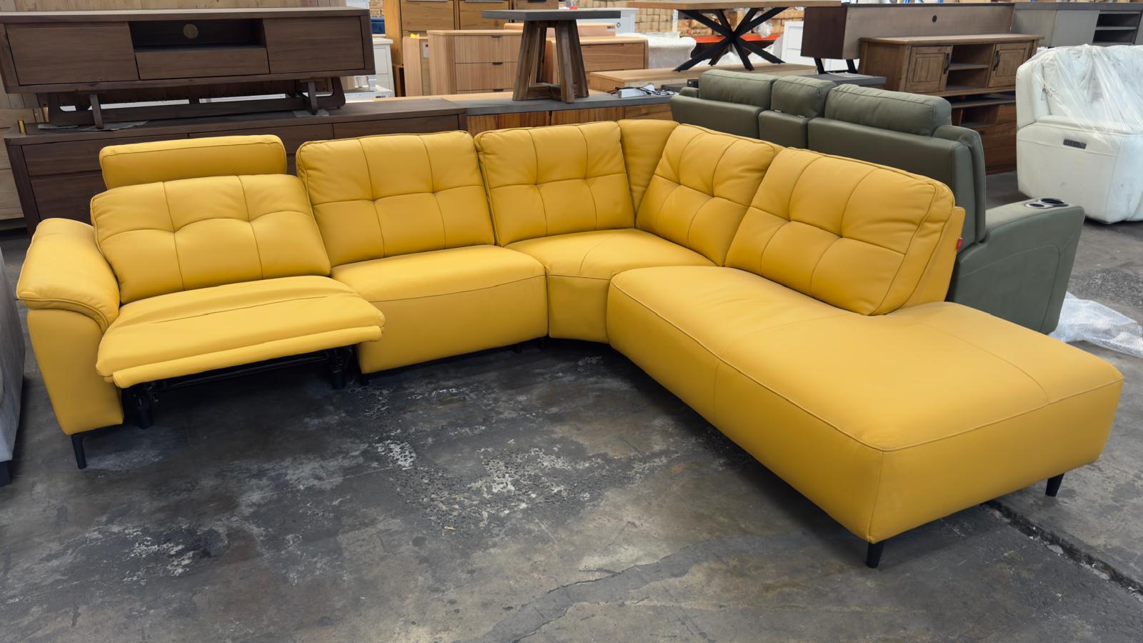 Soho Electric Reclining Leather 5-Seater Sofa Chaise