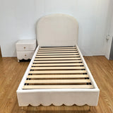 Scalloped Single Velvet Bed