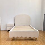 Scalloped Single Velvet Bed